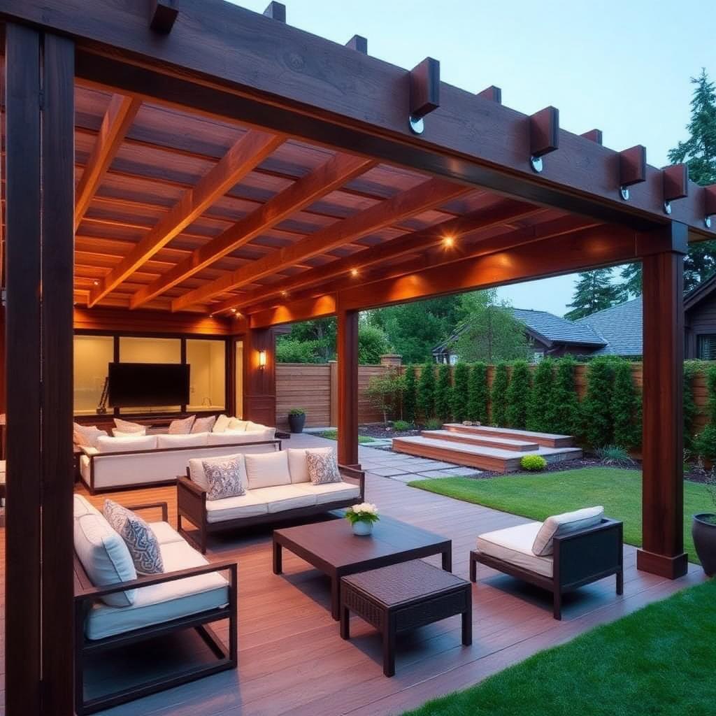 Houten lounge-overkapping